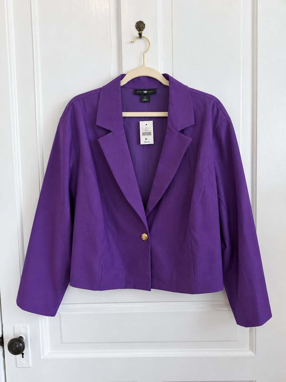 NWT - Ashley Stewart Purple Cropped Blazer Jacket